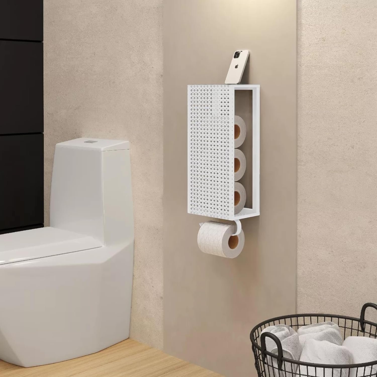 Porta Papel Higiênico de Aço Luxo Branco Design Elegante Resistente À Corrosão para Banheiros Sofist