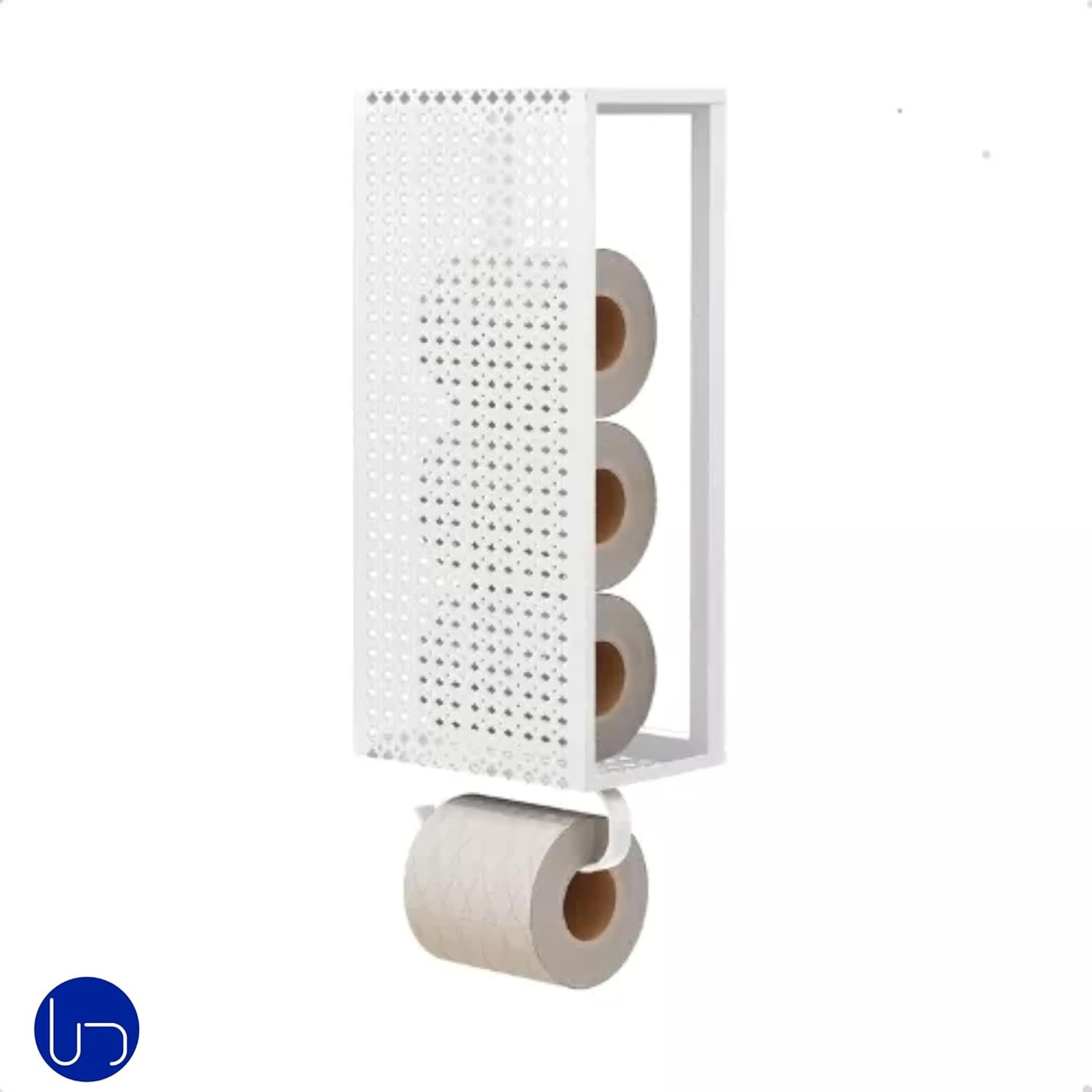 Porta Papel Higiênico de Aço Luxo Branco Design Elegante Resistente À Corrosão para Banheiros Sofist - 3