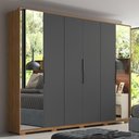 Ver imagem 2 de Guarda Roupa Casal Atrice 6 Portas Amêndola Touch/grafito com 2 Espelhos e Pés - Demartêz