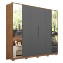 Ver imagem 1 de Guarda Roupa Casal Atrice 6 Portas Amêndola Touch/grafito com 2 Espelhos e Pés - Demartêz