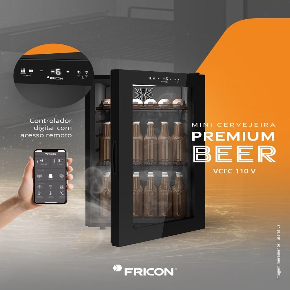 Mini Cervejeira Premium Beer Fricon 105 Litros Preto - 220 Volts - 6