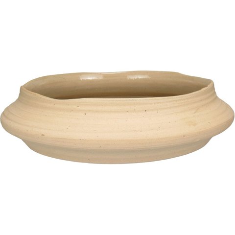 Centro Mesa Redondo Decoratvo Fruteira Home&co Cerâmica 9x35x35cm Bege