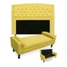 Kit Cabeceira Geovana + Calçadeira Baú Felix Casal 140cm Suede:amarelo - 1