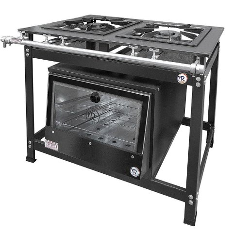 Fogão Industrial 2 Bocas Duplas Baixa Pressão MR Fogões com Forno P8 Luxo
