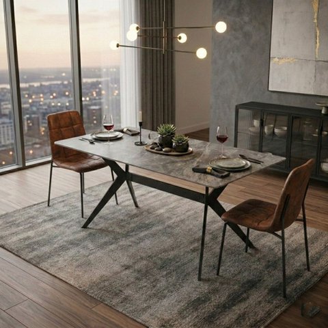 Mesa Pandora Tampo de Granito para Cozinha Sala Jantar 140cm Caemmun
