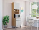 Ver imagem 1 de Armário Multiuso Paneleiro para Cozinha 61 Cm 4 Pt - Andréia: Amendoa/branco