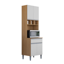 Ver imagem 3 de Armário Multiuso Paneleiro para Cozinha 61 Cm 4 Pt - Andréia: Amendoa/branco