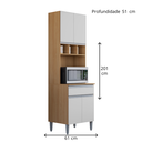 Ver imagem 2 de Armário Multiuso Paneleiro para Cozinha 61 Cm 4 Pt - Andréia: Amendoa/branco