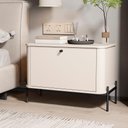 Ver imagem 2 de Kit 2 Mesa de Cabeceira Quarto Tucupí 1 Porta e Pés de Metal Off White/preto