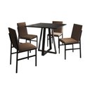 Ver imagem 2 de Conjunto de Jantar Mesa Mônaco 90cm Tampo Preto com 4 Cadeiras Estofadas Marrom