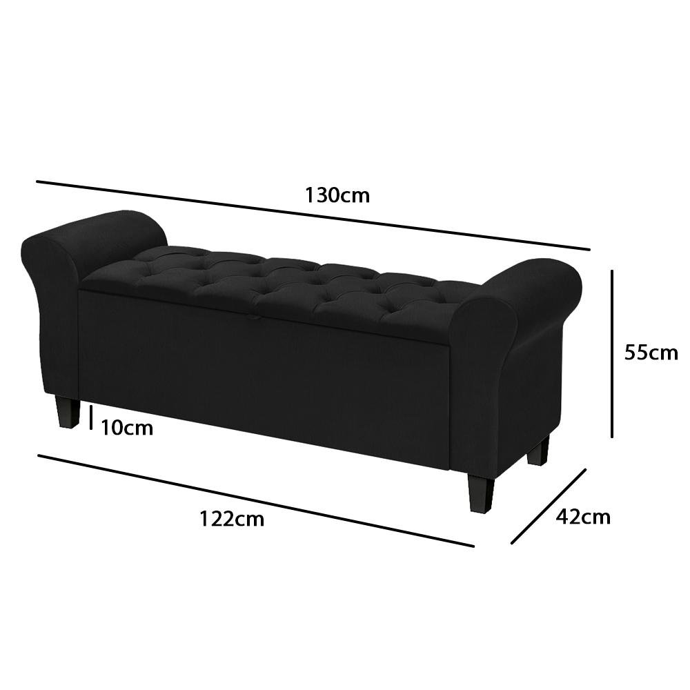 Conjunto Cabeceira Box Com Recamier Divã Para Cama Casal 1.40 Dubai Corino Preto - LH Móveis - 8