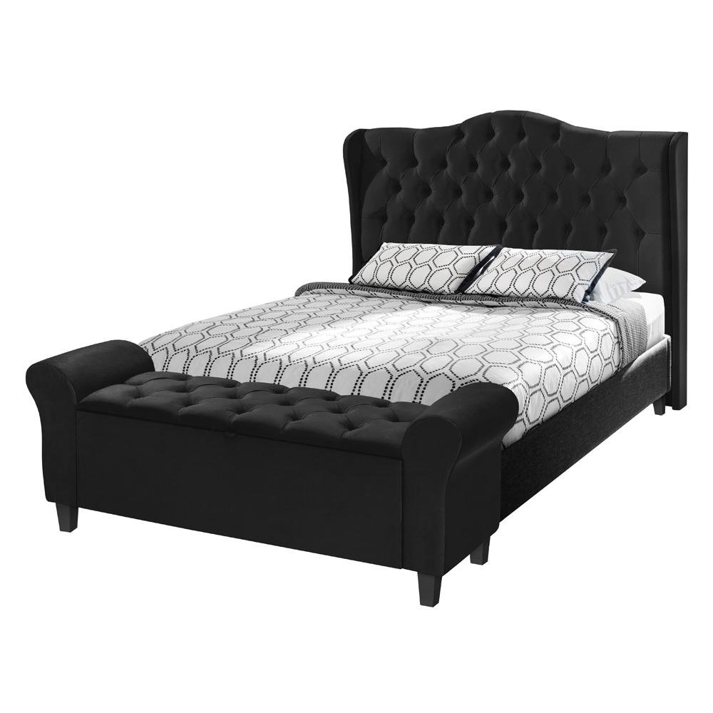 Conjunto Cabeceira Box Com Recamier Divã Para Cama Casal 1.40 Dubai Corino Preto - LH Móveis