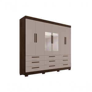 Roupeiro Dinamarca 6pts 9gav. com Pés e Espelhos 1.80m Savana Off