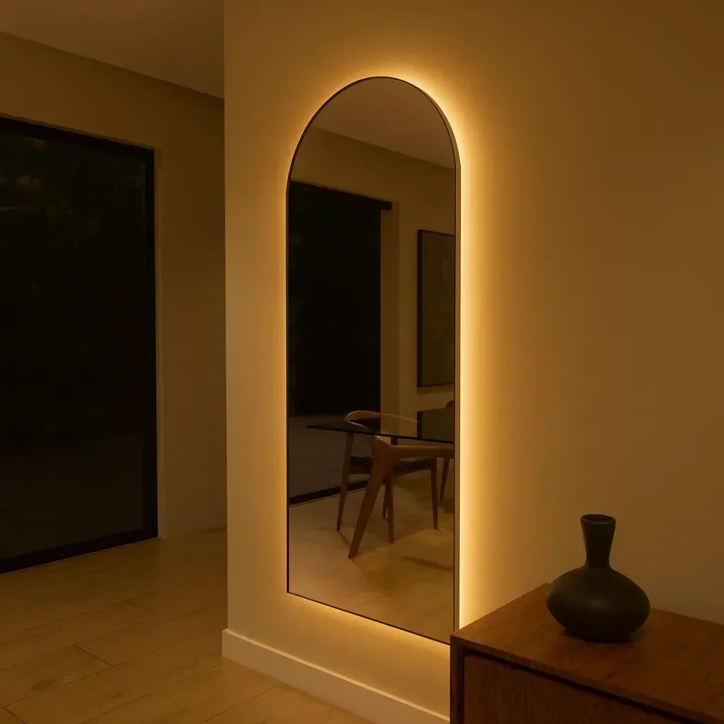 Espelheira 150x40 E13 Couro Simples Preto Sup Par Led Amarelo Bivolt