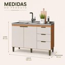Ver imagem 6 de Balcão de Pia Ana 2 Portas 3 Gavetas MDP 120cm Freijó Off White