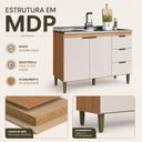 Ver imagem 5 de Balcão de Pia Ana 2 Portas 3 Gavetas MDP 120cm Freijó Off White