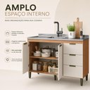 Ver imagem 2 de Balcão de Pia Ana 2 Portas 3 Gavetas MDP 120cm Freijó Off White