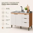 Ver imagem 3 de Balcão de Pia Ana 2 Portas 3 Gavetas MDP 120cm Freijó Off White