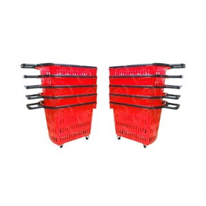 Kit - 10 Cestos Grande com Rodízio D300 Cód. 3300 Vermelho - Della Plast