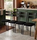 Ver imagem 1 de Jogo 4 Cadeiras de Cozinha Life Modelo Industrial Estrutura Firme Estofado Macio Preto Liso