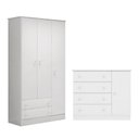 Ver imagem 1 de Quarto Infantil Doce Sonho Guarda Roupa e Cômoda Sapateira Branco - Qmovi