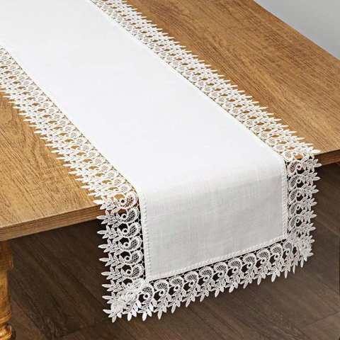 Caminho de Mesa Retangular 40x175cm 1213 - Rafimex Branco
