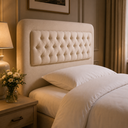 Ver imagem 3 de Cabeceira Solteiro Captonê 90cm Suede Madeira Maciça Premium:offwhite