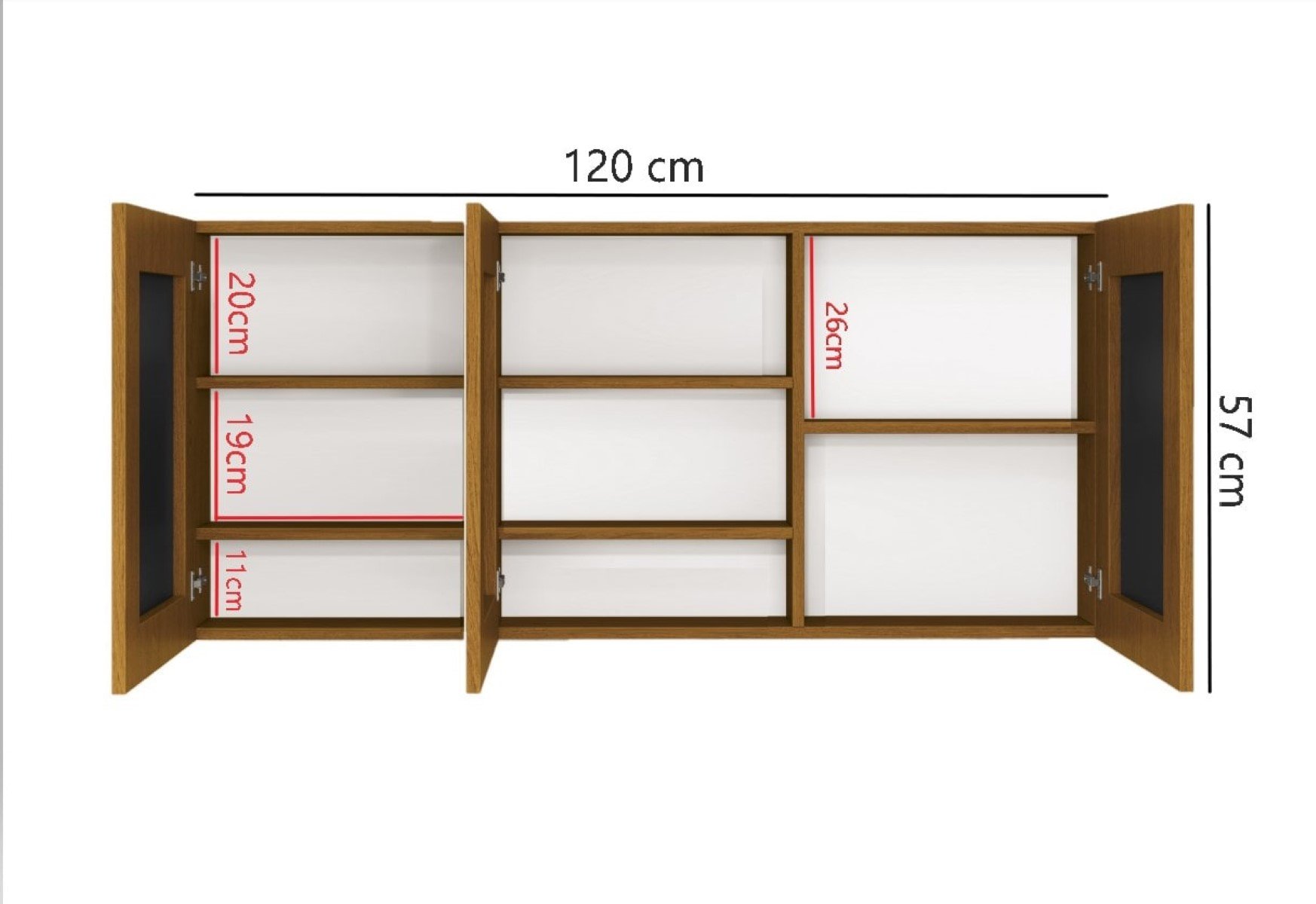 Espelheira Banheiro Intenso 120cm 3 Espelhos Freijó Suspensa MDF - 4