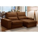 Ver imagem 2 de Sofá Retrátil 3 Lugares com Porta Copo 230cm Andes F05 Veludo Terracota - Mpozenato