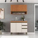 Ver imagem 1 de Cozinha Completa Cecilia 2 Pecas 4 Portas MDP 120cm Freijo-Off White J Carvalho Moveis
