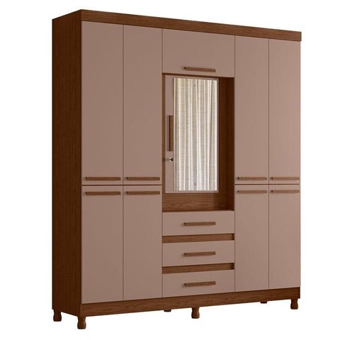Guarda Roupa Casal New Fusion Casal 10 Portas Nogueira Capuccino - Móveis Albatroz