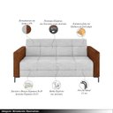 Ver imagem 3 de Sofá Living Decorativo Houston 2 Lugares 160cm Pés em Metal Linho/pu Cinza/ Marrom G33 - Gran Belo