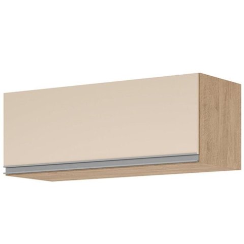 Armário Aéreo Isabela 80cm 1 Porta MDP-MDF Basculante Amêndoa e Off White Milani