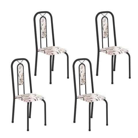 Cadeiras para Sala de Jantar 4 Unidades Lívia Preto/Arabesco