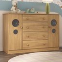 Ver imagem 1 de Cômoda Infantil 125cm 2 Portas com Vidro e 4 Gavetas Pirulito Multimóveis Mp4470 Madeirado