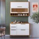 Ver imagem 1 de Armário de Cozinha Modulada com Balcão e Tampo 4 Portas 3 Gavetas Ágata 100% Mdf Vidro Reflecta Amên