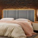 Ver imagem 2 de Cabeceira Painel Cama Box King Size Siri 200cm com Led Linho Cinza - Abmaza