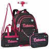 Kit Mochila Escolar de Rodinhas Luluca com Lancheira e Estojo Preto - 1