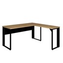 Ver imagem 1 de Mesa L Escrivaninha 120cm X 150cm Pés Metal Mac Pr F5 Cor:macadâmia com Preto
