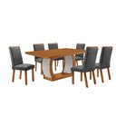 Ver imagem 1 de Mesa de Jantar Milena 180cm Tampo MDF Canto Copo Laminado e 6 Cadeiras Lira