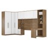 Quarto Modulado de Casal Ponte Armário Roupeiro de Canto Escrivaninha Tóquio Amêndola/Branco - Bela  - 2
