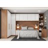 Quarto Modulado de Casal Ponte Armário Roupeiro de Canto Escrivaninha Tóquio Amêndola/Branco - Bela  - 1