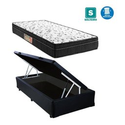 Cama Box Baú Solteiro Conforto Sintético Preto + Colchão Solteiro Conforto Espuma D23 Com EPS 14x88x - 4