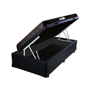 Cama Box Baú Solteiro Conforto Sintético Preto + Colchão Solteiro Conforto Espuma D23 Com EPS 14x88x