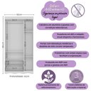 Ver imagem 3 de Guarda-roupa Infantil 92cm com Vidro 3 Portas e 2 Gavetas Doçura Multimóveis Mp4492 Branco/off