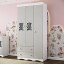Ver imagem 1 de Guarda-roupa Infantil 92cm com Vidro 3 Portas e 2 Gavetas Doçura Multimóveis Mp4492 Branco/off