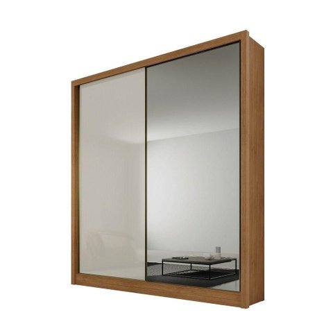 Guarda Roupa Casal Virtus Plus 2 Portas de Correr 3 Gavetas MDF com Espelho Cumaru-Fendi Móveis