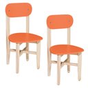 Ver imagem 1 de Kit 2 Cadeiras Infantil para Refeitório Assento e Encosto Laranja Base Madeira