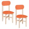Kit 2 Cadeiras Infantil para Refeitório Assento e Encosto Laranja Base Madeira - 1
