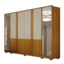 Ver imagem 3 de Guarda Roupa Casal Urban 6 Portas com Espelho com Cômoda São Paulo 6 Gavetas 2 Portas Cinamomo Off